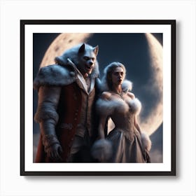 luna And Werewolf Art Print