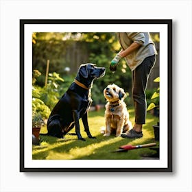 Two Dogs In The Garden Poster