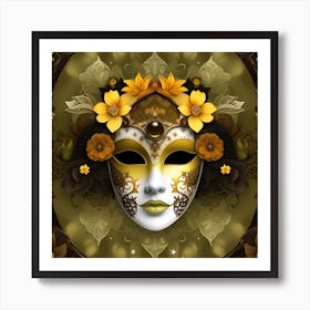 Mask With Flowers Art Print
