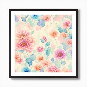 Watercolor Floral Seamless Pattern 4 Art Print