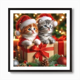 Christmas Kittens 1 Art Print