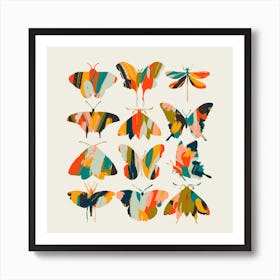 Colorful Butterflies Square Art Print