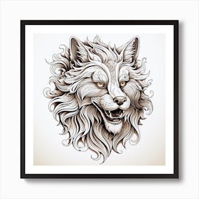 Wolf Head Tattoo 1 Art Print