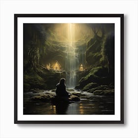 Myeera Ben Lugmore Ireland Moonlight Ninja Meditating Waterfall E9d5839d C05c 4ab3 892b 8de0e4f50eeb Art Print