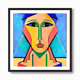 Cubist style portrait of a young woman. 1 Art Print