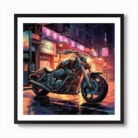 Motorcycle In A City Art Print