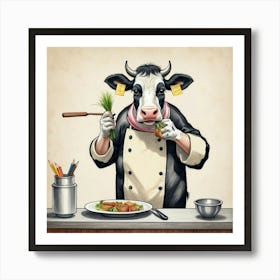 Chef Cow 2 Art Print