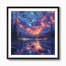 Sunset In The Mountains 12 Art Print