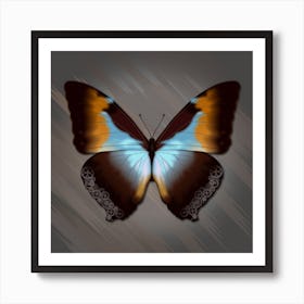 Mechanical Butterfly The Morpho Cisseis Gahua On A Gray Background Art Print