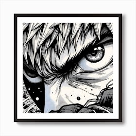 Japanese character close up, black and white Art Print