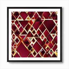 Red and gold diamond design background Art Print