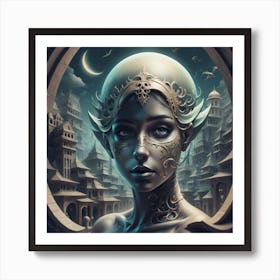 Fantasy Girl In A City Art Print