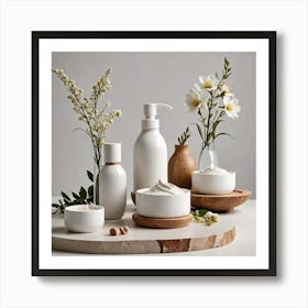 Product Photography Showcasing Skincare Products Inspired By Nature Presented In Ceramic Materials T 1566398172 Art Print