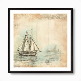 Vintage Sailboat 3 Art Print