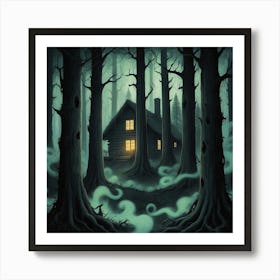 Haunted House In The Woods Art Print