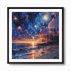 Night At The Beach Art Print