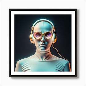 Futuristic Woman With Headphones 5 Art Print