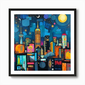 Cityscape At Night Art Print