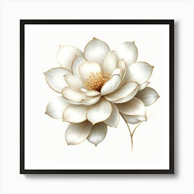 White Lotus Flower 1 Art Print