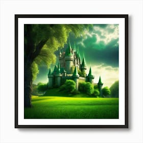 green castle and green sky Art Print