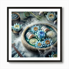 A Beautifully Plated Dish Called Blue Lotus Cevich Art Print