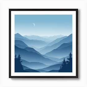 Misty mountains background in blue tone 32 Art Print