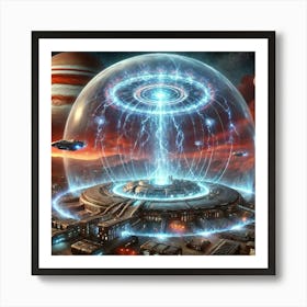 A Sci Fi Depiction Of A Glowing Energy Dome Art Print