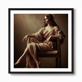 Graceful woman sitting on a chair Art Print