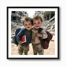 Two Children In Syria  Art Print