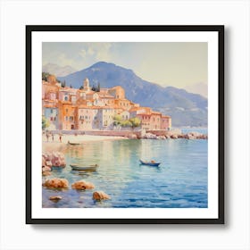 AI Pastel Serenity: Mediterranean Dreamscape Art Print