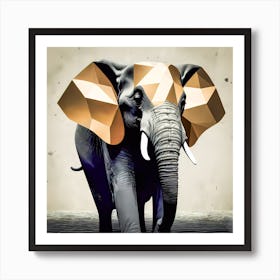 Elephant Illustration With Golden Details Art Print