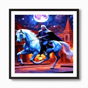 Knight On A White Horse Art Print