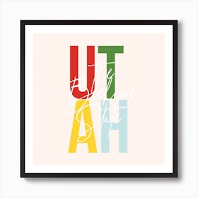 Utah The Beehive State Color Art Print