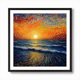 Sunset Over The Ocean 2 Art Print