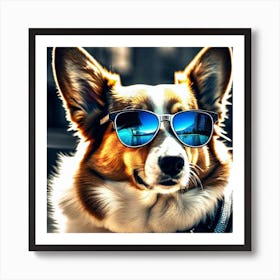 Corgi In Sunglasses 54 Art Print