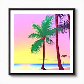 Palm Trees At Sunset Art Print