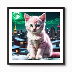 Gorgeous Pink Cat Art Print