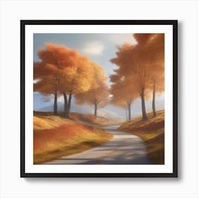 Autumn Road Art Print