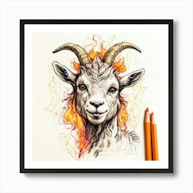 Goat Drawing 27 Art Print