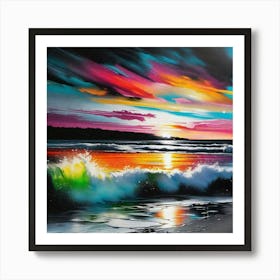 Sunset At The Beach 25 Art Print