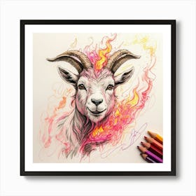 Goat In Flames 18 Art Print