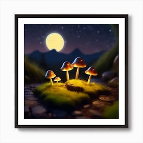 Glowing Mushrooms  Art Print