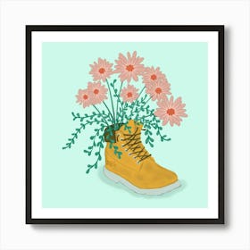 Blooms In A Boot Art Print