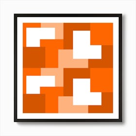 Orange abstract square tiles Art Print