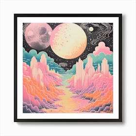 Crystal Valley & Moon, Abstract Surreal Landscape Art Print