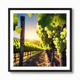 White Grapes In A Vineyard Art Print