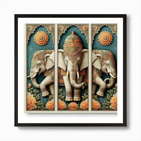 Three Elephants Art Print