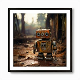 Firefly Abandoned, Toy Robot, Rusty, Post Apocalyptic, Dusty, Wasteland, Heavily Rusted, Cracked Pai (3) Art Print