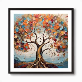 "The Melodic Tree: This painting embodies the convergence of art, nature, and music in a unique artistic experience. Art Print