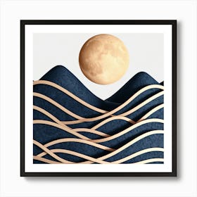 Moon And Waves 33 Art Print